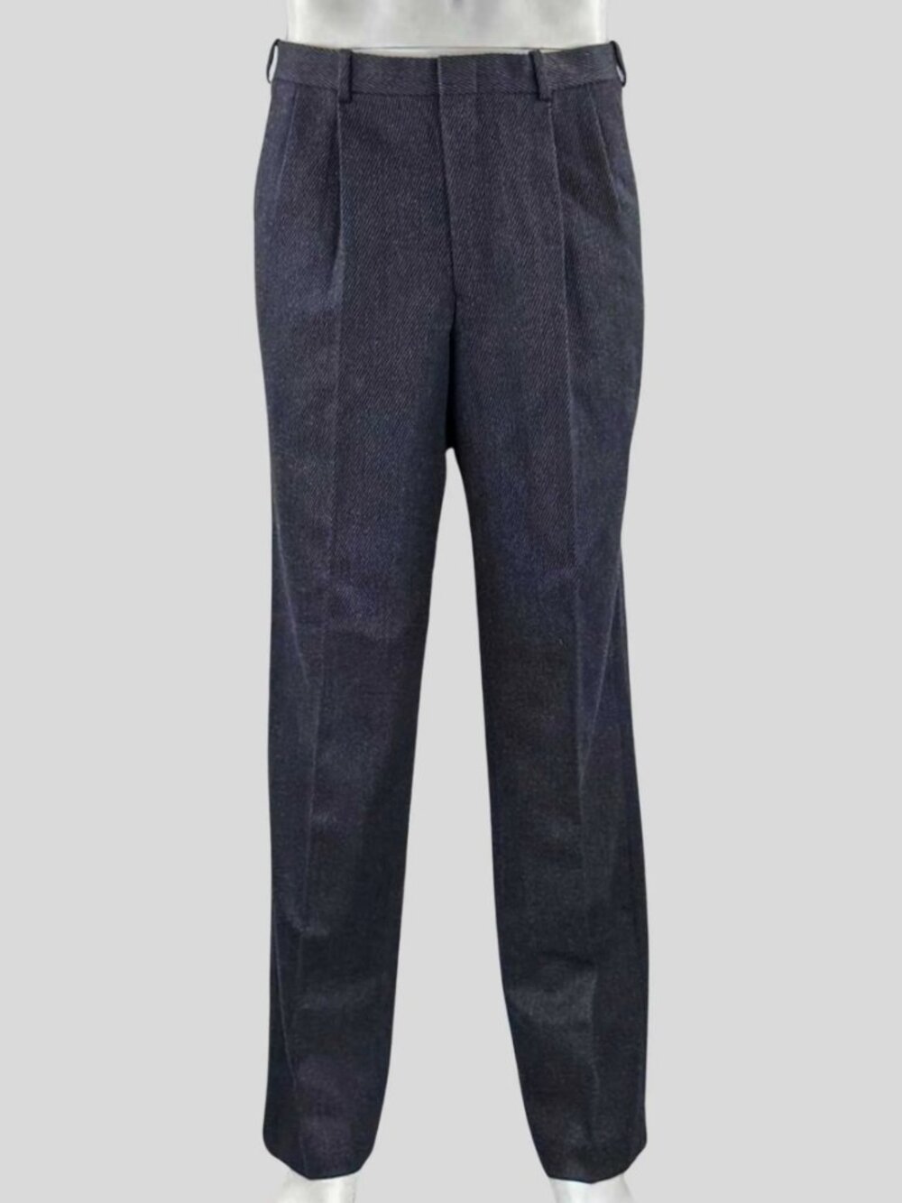 DAKS Mens Grey Pleated 100% Wool Trousers - 32x32